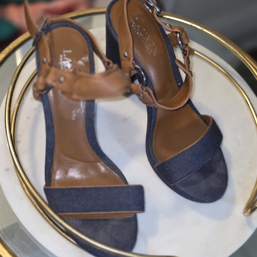 Lauren Ralph Lauren Brown and Blue Sandals